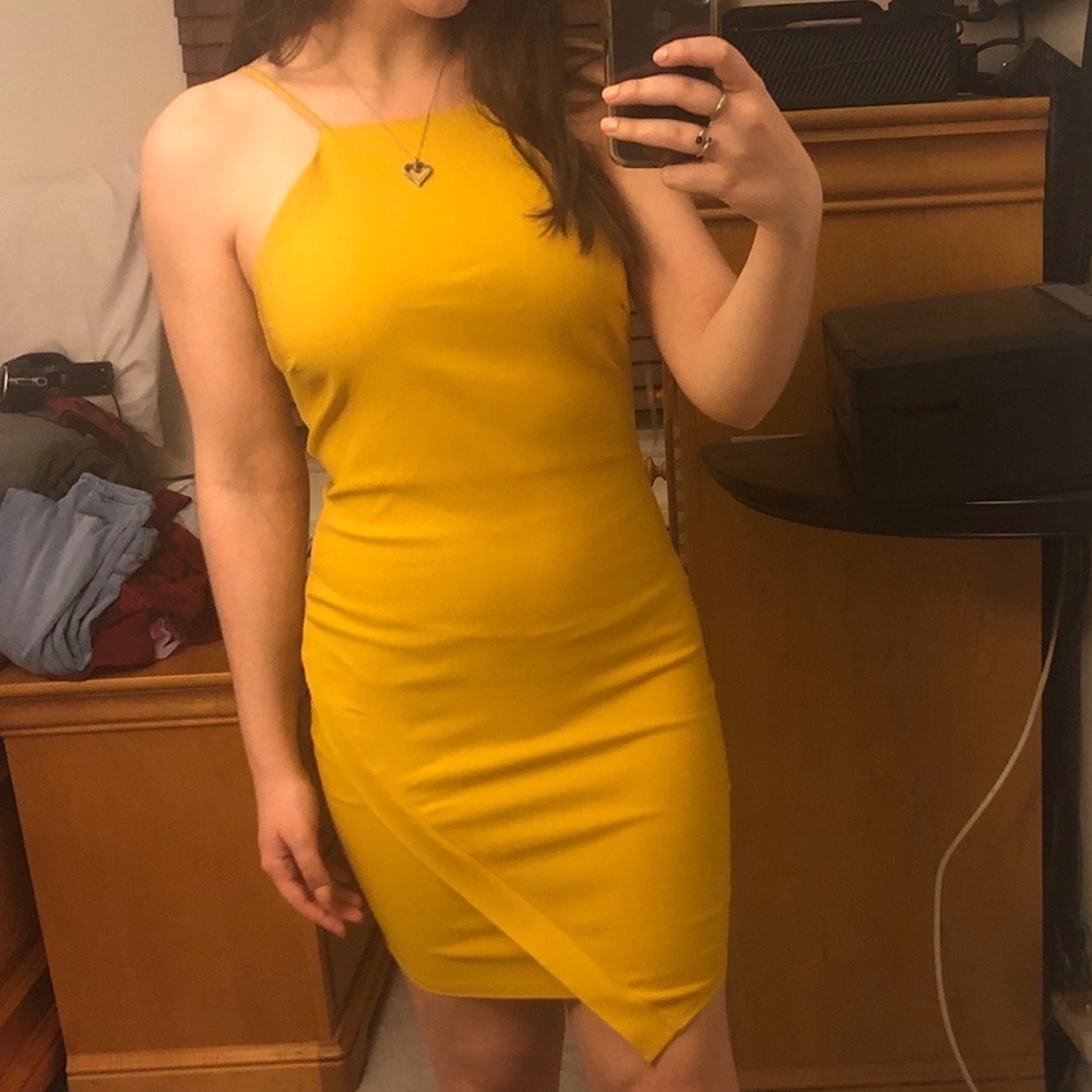 Asymmetrical Yellow Dress